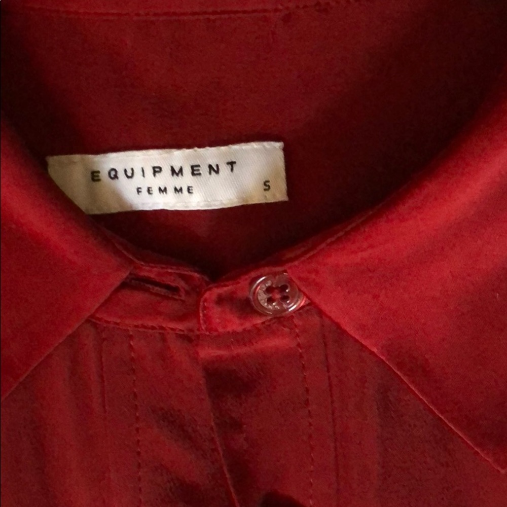 Equipment Lucida washed silk shirtdress, Red